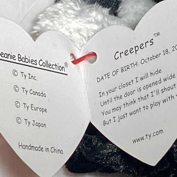 Ty Beanie Babies Creepers Skeleton Retired w/Tag Errors RARE 9th Gen Hang Tag - Picture 6 of 9